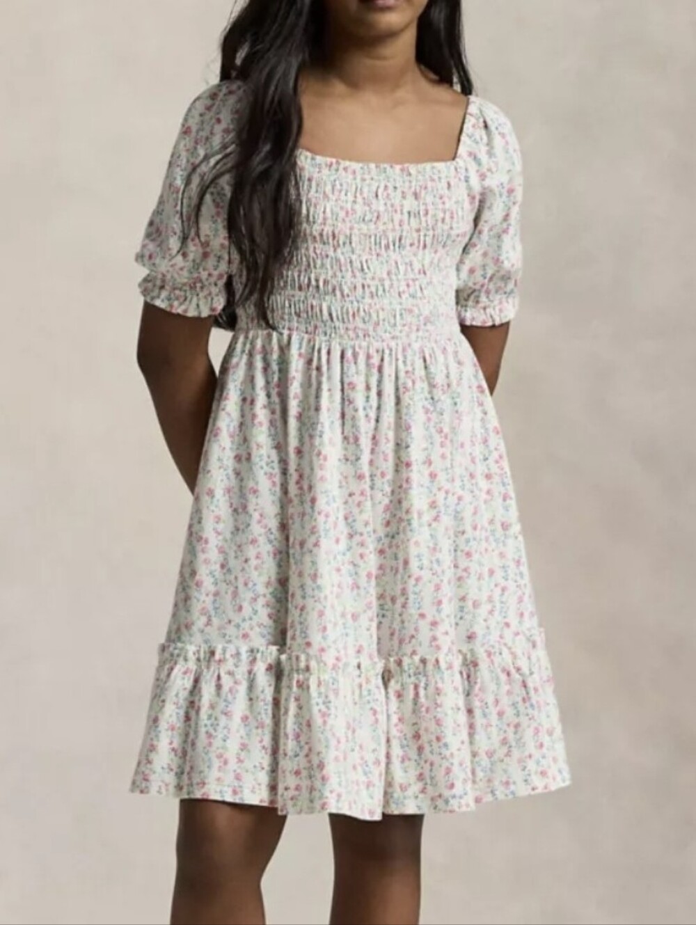 Polo Ralph Lauren Floral Smocked Cotton Jersey Dress Size 5